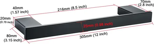 Miniatura 2 de RANDOM Toallero de mano moderno de 12 pulgadas negro mate montado en la pared SUS304 de acero inoxidable para cocina, accesorios de baño