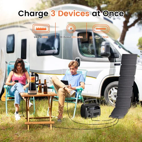 Miniatura 4 de Panel Solar Portátil de 54W, Cargador Solar Plegable de Alta Eficiencia del 23% con Salida DC Dual USB-A/Tipo-C IP65 Impermeable Compatible