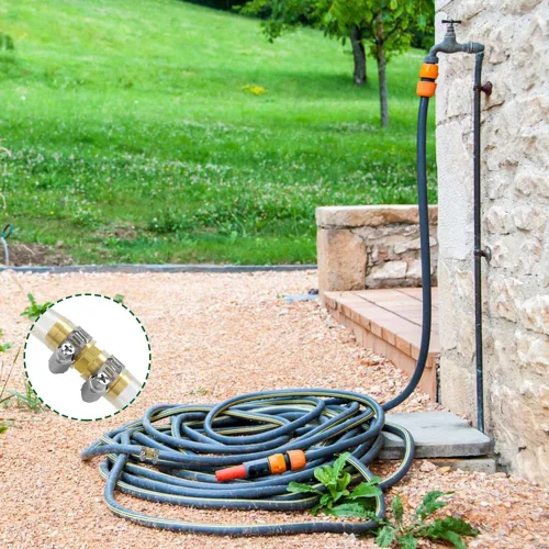 Miniatura 5 de Hooshing Kit de reparación de manguera de jardín de 6 piezas, conector de púas de latón de 1/2 pulgada con abrazaderas de acero inoxidable