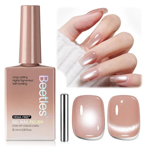 Miniatura 85 de Beetles - Esmalte de uñas de gel ultravioleta semipermanente sin HEMA de alto brillo para manicura francesa y arte de uñas, frasco a juego, blanco