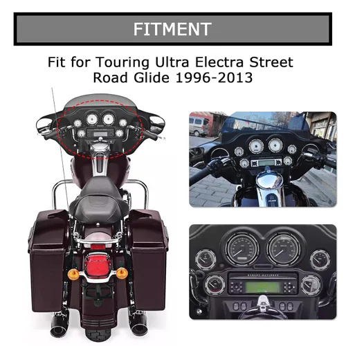 Miniatura 6 de PSLER Kit de bisel para motocicleta, velocímetro, instrumento, cubierta decorativa, juego de bisel para Touring Ultra Classic Electra Street Road