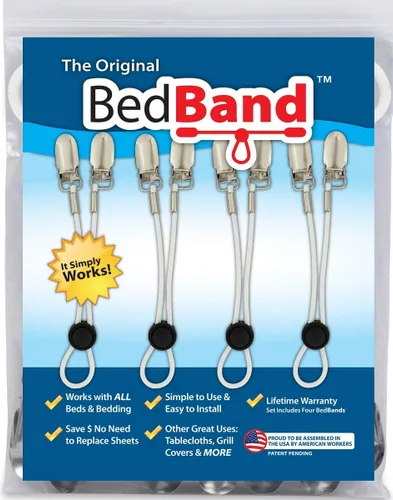 Miniatura 3 de Bed Band no fabricado en China. 100% ensamblado por trabajadores estadounidenses. Sujetador de sábanas, agarre, tirantes y correa. Alisa cualquier