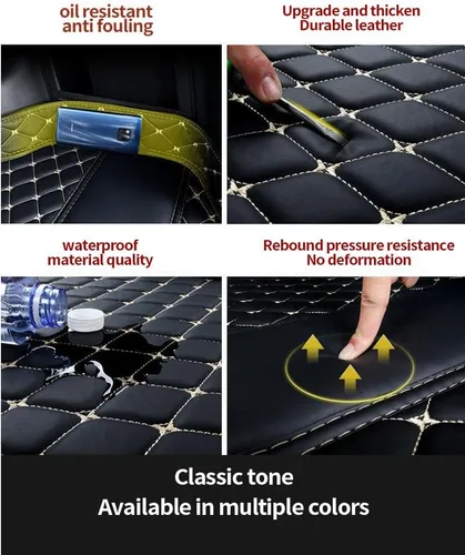 Miniatura 4 de Tapete de carga personalizado para maletero de automóvil, impermeable, antideslizante, protección para todo tipo de clima, material de cuero, Negro