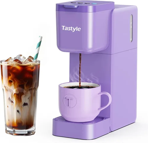 Tastyle Cafetera de Una Sola Porción Caliente y Fría con Preparación Intensa, Pequeña Máquina de Café para Cápsulas K y Café Molido, Compatible con