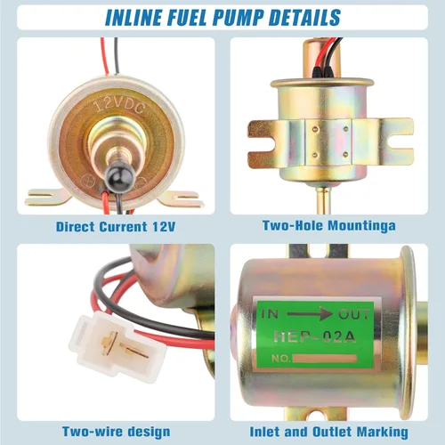 Miniatura 5 de Clatoon Bomba de Combustible Eléctrica Universal de 12V, Bomba de Combustible en Línea de Baja Presión 3-6 PSI para Carburador Cortacéspedes