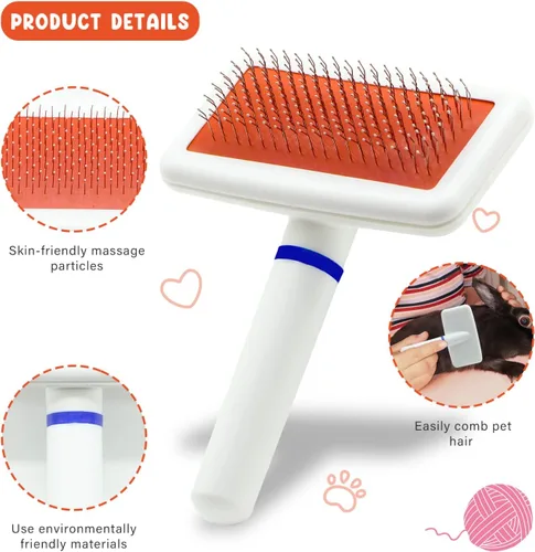 Miniatura 4 de Kit de aseo para gatos con cepillo deslizante para quitar mascotas, cortaúñas, guante de baño para masajes, peine de pulgas para conejos, cachorros