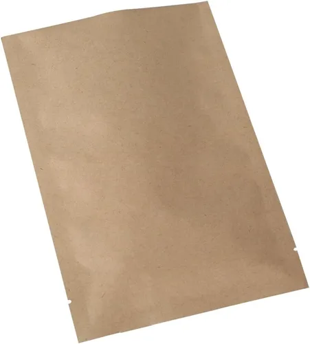 Miniatura 6 de 100 bolsas de papel kraft Mylar con parte inferior abierta plana con muescas de desgarro para kit de viaje de paquete de muestra