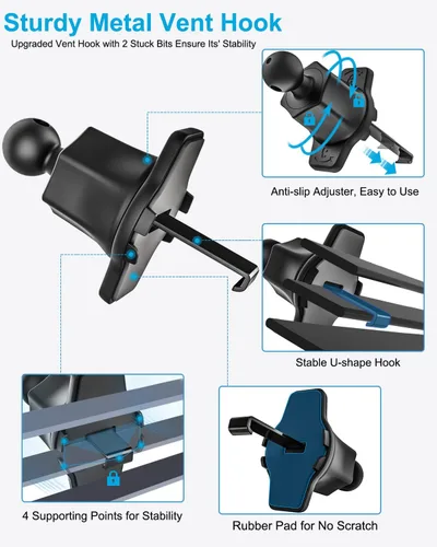 Miniatura 4 de Soporte de tableta de ventilación de automóvil para teléfono y iPad de 4.7 a 13 pulgadas, soporte para tableta de ventilación de automóvil con clip