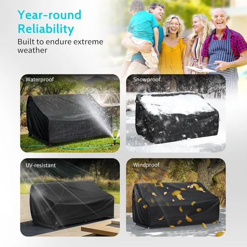 Miniatura 3 de Funda impermeable para sofá de exterior de 88W×40D×33H - Protector resistente para banco de patio de 3 plazas, se ajusta a muebles de 86-88 pulgadas