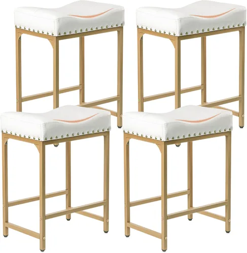 Miniatura 17 de Juego de 2 taburetes de bar de altura de mostrador para isla de cocina, taburetes de bar negros de 24 pulgadas, taburetes de bar sin espalda