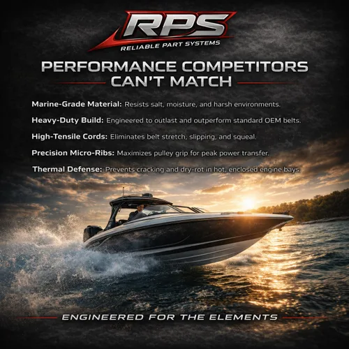 Miniatura 4 de RPS Correa de transmisión serpentina para motores marinos intraborda Volvo Penta 4.3L 5.0L 5.7L V6 V8 - Alternador de alta resistencia y correa