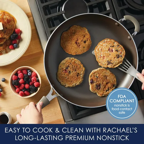 Miniatura 3 de Rachael Ray Cook + Create - Sartén antiadherente con mango auxiliar, 14 pulgadas - Almendra