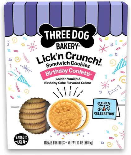 Miniatura 14 de Three Dog Bakery Lick'n Crunch! Galletas de sandwich para perros de Golden y mantequilla de maní - Golosinas para perros crujientes con sabor a