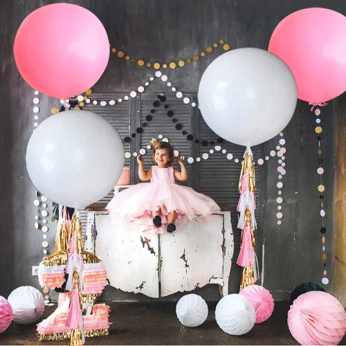 Miniatura 4 de Globos de 36 pulgadas, 5 globos grandes de látex redondos de color rosa claro, globos gigantes de color rosa claro para cumpleaños, bodas, baby Rosa