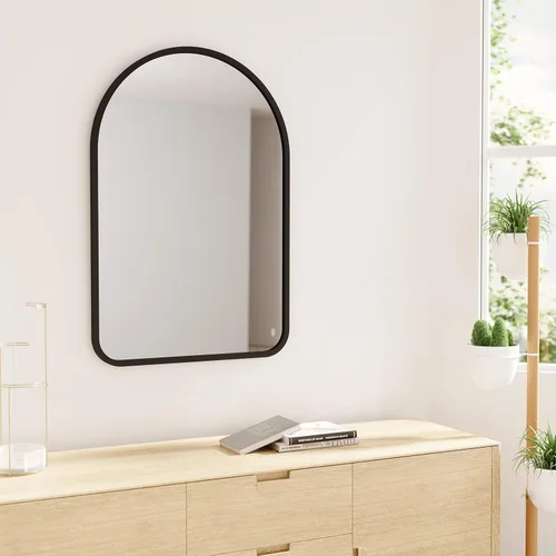 Miniatura 7 de Umbra Hub - Espejo de pared arqueado con marco de goma, estilo moderno para baño, entrada, sala de estar y más, 24 x 36 pulgadas, color negro