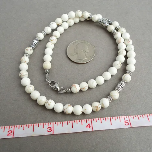 Miniatura 15 de Mami's Gem Studio Collar de cuentas para hombre, hecho a mano en Estados Unidos, piedras preciosas de 0.236 pulgadas y peltre estilo tribal