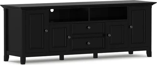 Miniatura 25 de SIMPLIHOME Amherst - Soporte de TV de transición de madera maciza de 72 pulgadas de ancho, estilo rústico marrón envejecido, para televisores