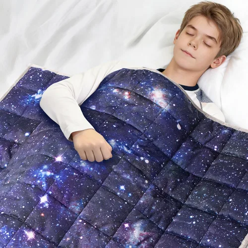 Miniatura 7 de Solfres Manta pesada de 5 libras, 36 x 48 pulgadas, manta pesada de impresión de 5 libras para niños y adolescentes, ultra suave y acogedora