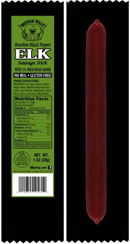Miniatura 2 de Buffalo Bills Bourbon Black Pepper Elk Exotic Game Sticks (15 palos por bañera)