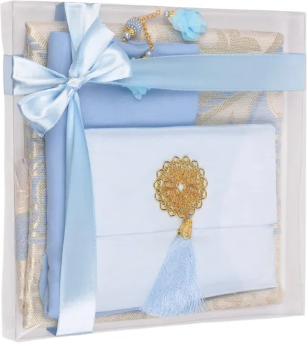Miniatura 13 de BABY SHOWER CHOCOLATE Juego de regalo islámico de alfombra de oración, tapete de oración de terciopelo, cuentas de oración, bufanda y libro Yaseen