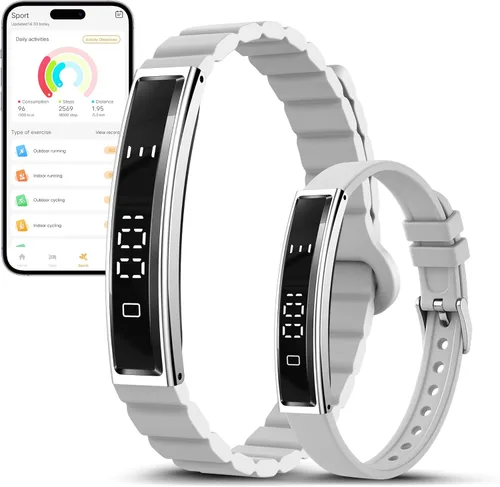 Miniatura 11 de Pulsera inteligente para mujer, rastreador de actividad de salud, monitor de frecuencia cardíaca y estrés 24/7, monitor de sueño 24H, pulsera Negro
