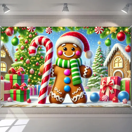 Miniatura 15 de BlissYard Cartel de Feliz Navidad de 71 x 43 pulgadas, fondo rojo y dorado, caja de regalo, fondo de fotografía, fondo de fotografía para interiores