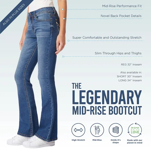 Miniatura 4 de WallFlower Pantalones de mezclilla para mujer Legendary Bootcut Insta Stretch Juniors (estándar y Plus)