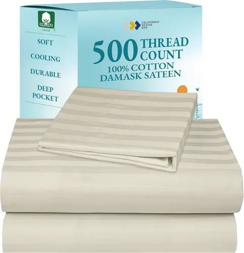 Miniatura 35 de Sábanas de algodón tamaño King dividido para cama ajustable, satén de algodón 100% con 500 hilos, ajuste ceñido, juego con sábanas bajeras Twin-XL