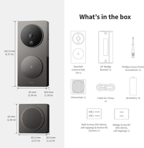 Miniatura 8 de Aqara Video Doorbell G4 (Timbre incluido), cámara de timbre de video HomeKit Secure Video de 1080p FHD, reconocimiento facial local