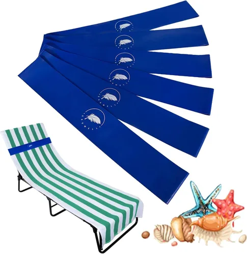Miniatura 10 de Bandas de toalla (paquete de 6) - Clips elásticos para toallas de playa y crucero para sillas de playa, piscina, salón, portadores de toallas