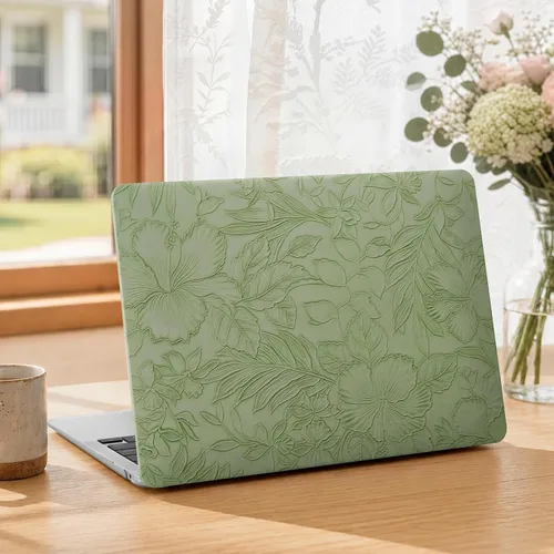 iCasso - Funda compatible con MacBook Air de 13 pulgadas, versiones 2020-2018 A2337 M1 A2179 A1932, carcasa rígida de plástico con textura de cuero