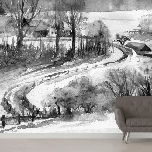 Miniatura 28 de SIGNWIN Adhesivo mural removible para pared, acuarela, pastel, tormenta, nube, lago, pantano, naturaleza, desierto, bellas artes, duotono, paisaje