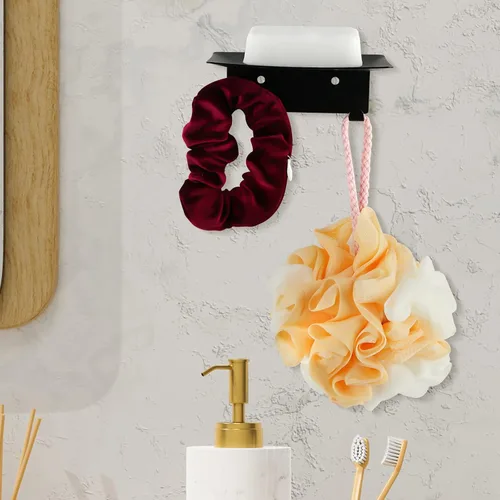 Miniatura 5 de Jabonera para ducha, soporte de jabón autoadhesivo de 4 ranuras para baño, soporte de jabón de ducha montado en la pared con gancho, bandeja