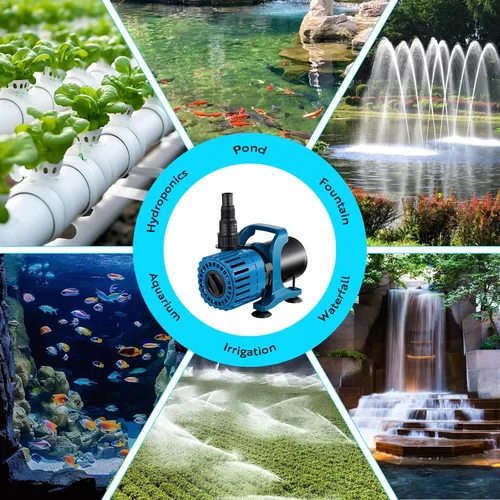 Miniatura 8 de TONGCHANT Bomba de estanque para fuente, estanque de peces y cascada, 600-1800 GPH, elevación de 13 pies, bomba de agua sumergible de flujo