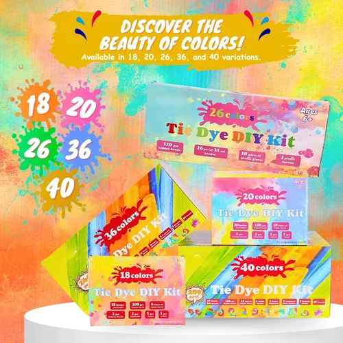 Miniatura 6 de Kit de teñido anudado para niños y adultos, juego completo de teñido anudado con polvo de teñido anudado en paquetes de recambio de teñido anudado