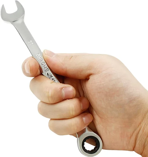 Miniatura 5 de Jiozermi Llave combinada de trinquete de 0.433 in, llave de trinquete métrica de 72 dientes SAE 12 puntos de trinquete de caja terminada herramientas