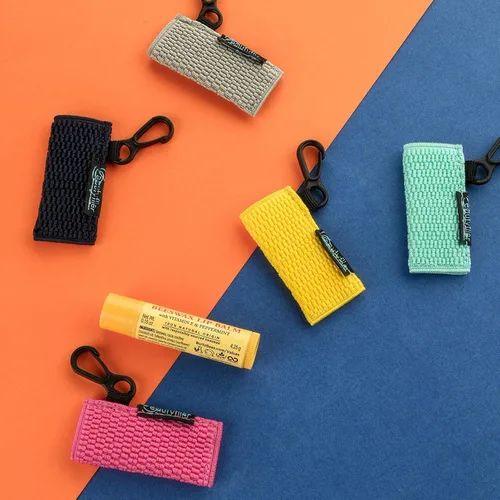 Miniatura 2 de Beautyflier Lindo llavero elástico para bálsamo labial, funda para lápiz labial, soporte de manga para lápiz labial para Burts Bees Chapstick, Negro