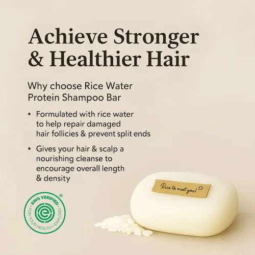 Miniatura 2 de mimosu Barra de champú para el crecimiento del cabello, champú y acondicionador 2 en 1 de agua de arroz fermentada, 5 onzas, sin perfume, pH