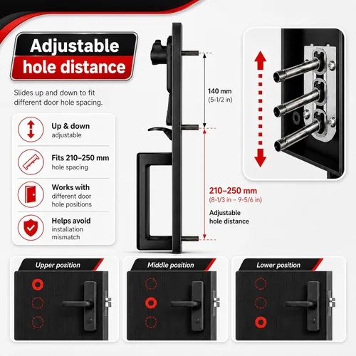 Miniatura 2 de NEWBANG Manija digital de puerta delantera con teclado para puertas dobles en acabado negro - Cerradura electrónica con juego de simulación Negro