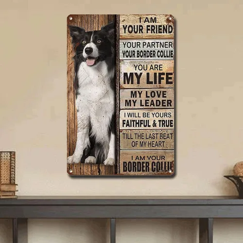 Miniatura 4 de Letrero de Metal Letrero de Hojalata Arte de Pared Vintage I Am Your Friend Regalo para Amantes del Border Collie Arte de Pared Vintage Impresiones