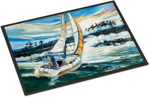 Miniatura 26 de Caroline's Treasures JMK1017JMAT - Tapete de caza de rana garza azul, 24 x 36 pulgadas, tapete para puerta delantera, interior y exterior