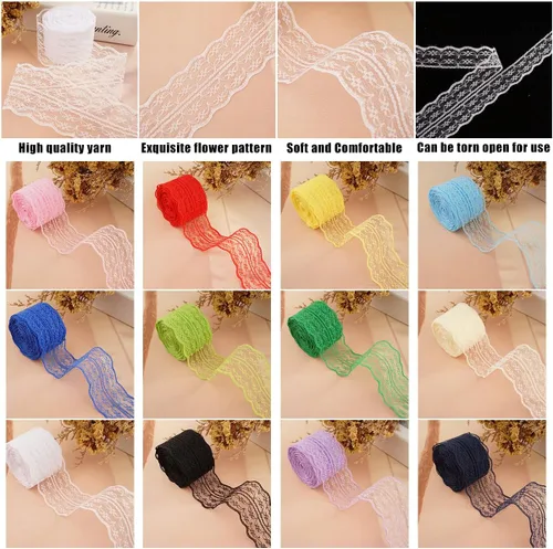 Miniatura 4 de Rollo de cinta de encaje de 120 yardas para costura, baby shower, cumpleaños, despedida de soltera, decoración de boda, embalaje de regalo, ramo