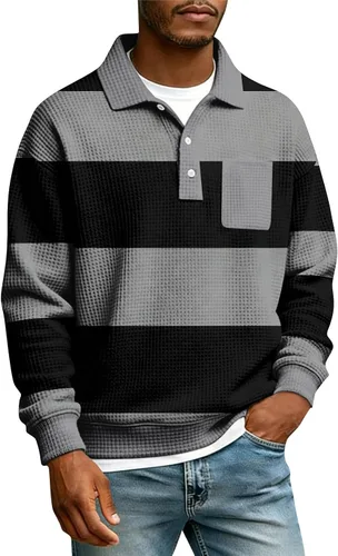 Miniatura 30 de Camisas de manga larga con botones a cuadros para hombre, con cuello de manga larga, estilo casual, elegante, a cuadros 2- amarillo