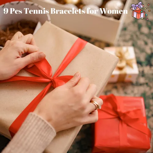 Miniatura 6 de Long tiantian 9 Pcs Tennis Bracelets for Women Teen Girl Gifts Trendy Stuff 9K Gold Plated Cubic Zirconia Classic Gold Bracelets for Women Fashion