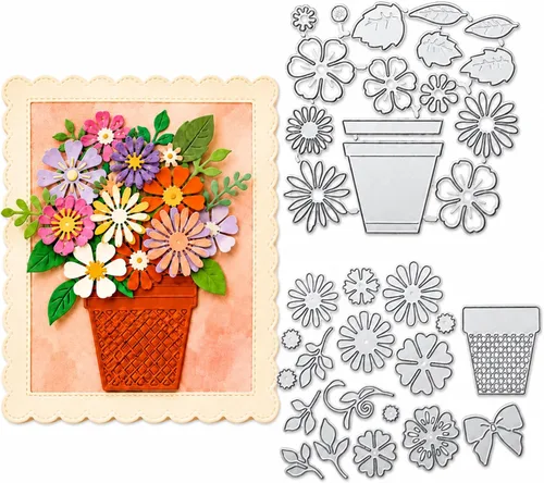 2 juegos de troqueles de corte de metal con hojas de flores, marco de fondo de hoja, plantillas de corte en relieve en forma de flor para bricolaje,
