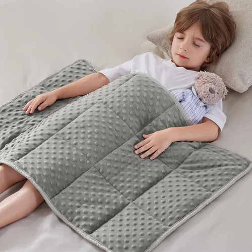 Miniatura 39 de anfie - Manta con peso para niños (40 x 60 pulgadas, 7 lb), manta refrescante para dormir, tamaño de manta ligera, transpirable, con cuentas de Gris