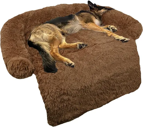 Miniatura 12 de Cama calmante para perro, tapete de felpa esponjoso para perros con protector de muebles con funda extraíble lavable para perros y gatos grandes