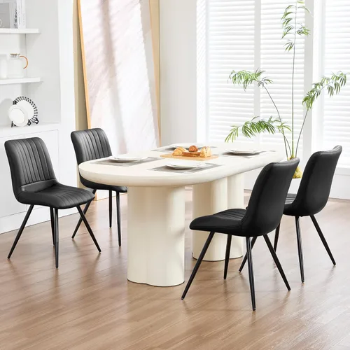 Miniatura 62 de Sillas de comedor, modernas sillas de comedor con cojines gruesos, sillas tapizadas de piel sintética para cocina, comedor con patas de metal