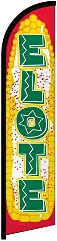 Bandera Elote King sin viento | Cartel de Elote para marketing empresarial | 2.5 pies x 11.5 pies | Bandera de Elote de poliéster resistente a la