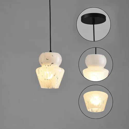 Miniatura 5 de Lámpara colgante industrial con pantalla de cristal, color negro mate, iluminación colgante ajustable estilo retro industrial, luz colgante, lámpara